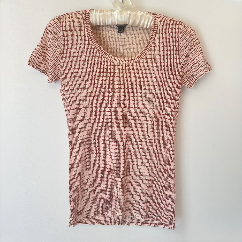 Ann Taylor Linen Tee Rust Orange White XXS